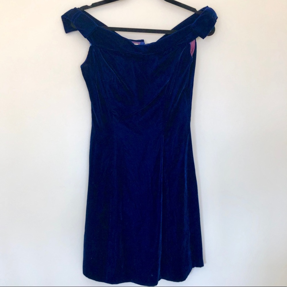 Vintage, blue velvet party dress